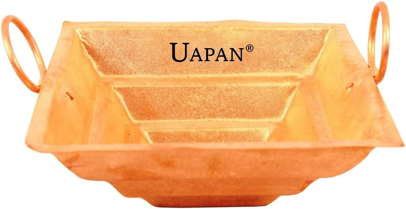 UAPAN MetalCraft Copper Pooja Havan Kund Hawan Kund (5.5 x 5.5 x 1.75 Inch)