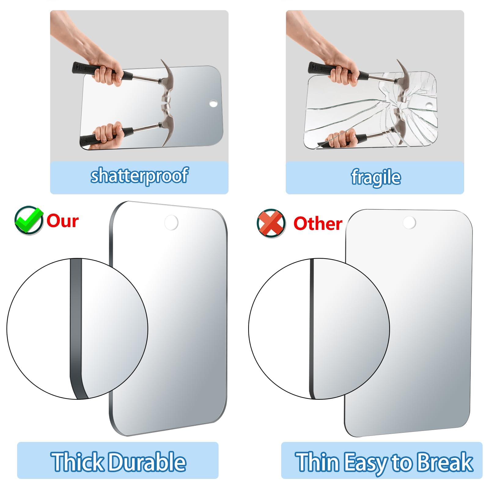 Fogless Shower Mirror - Shave & Makeup FREE SHIPPING -5