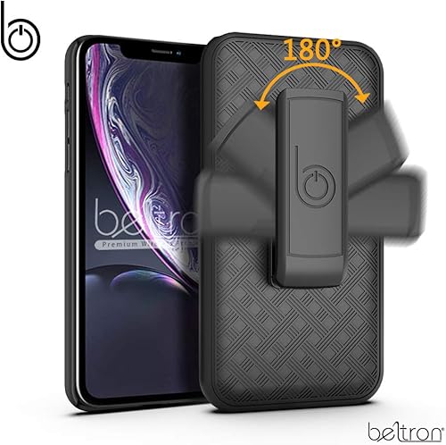 Miniatura 3 de BELTRON Funda deslizante con clip para cinturón para iPhone Xs MAX, concha/funda combinada con soporte integrado
