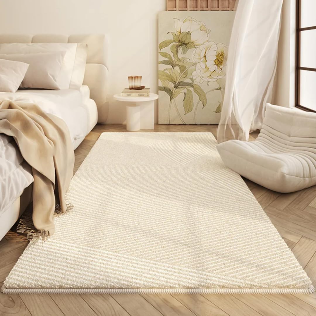 Tapis de chambre anti-sol froid grand format 120 x 160 cm en peluche douce et lavable