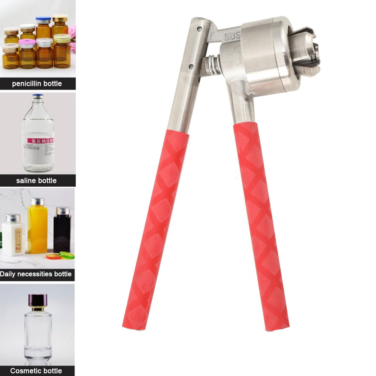 Tappatrice manuale, sigillatrice per bottiglie con manico antiscivolo, 20-30 bottiglie/min, per laboratori alimentari farmaceutici 13 mm