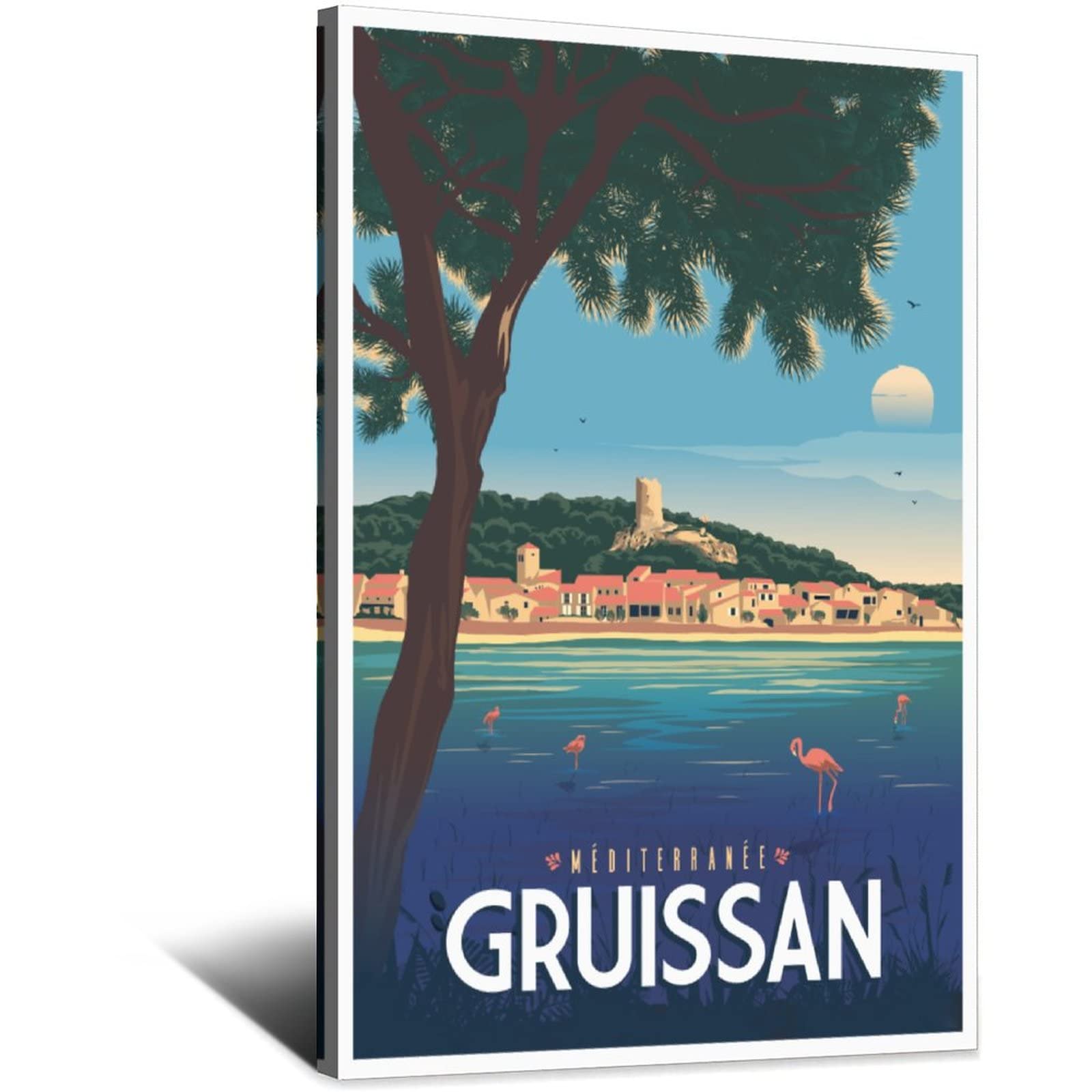 Leinwand Poster Gruissan Vintage - Retro Wandbild 40x60cm Für Wohnzimmer & Büro