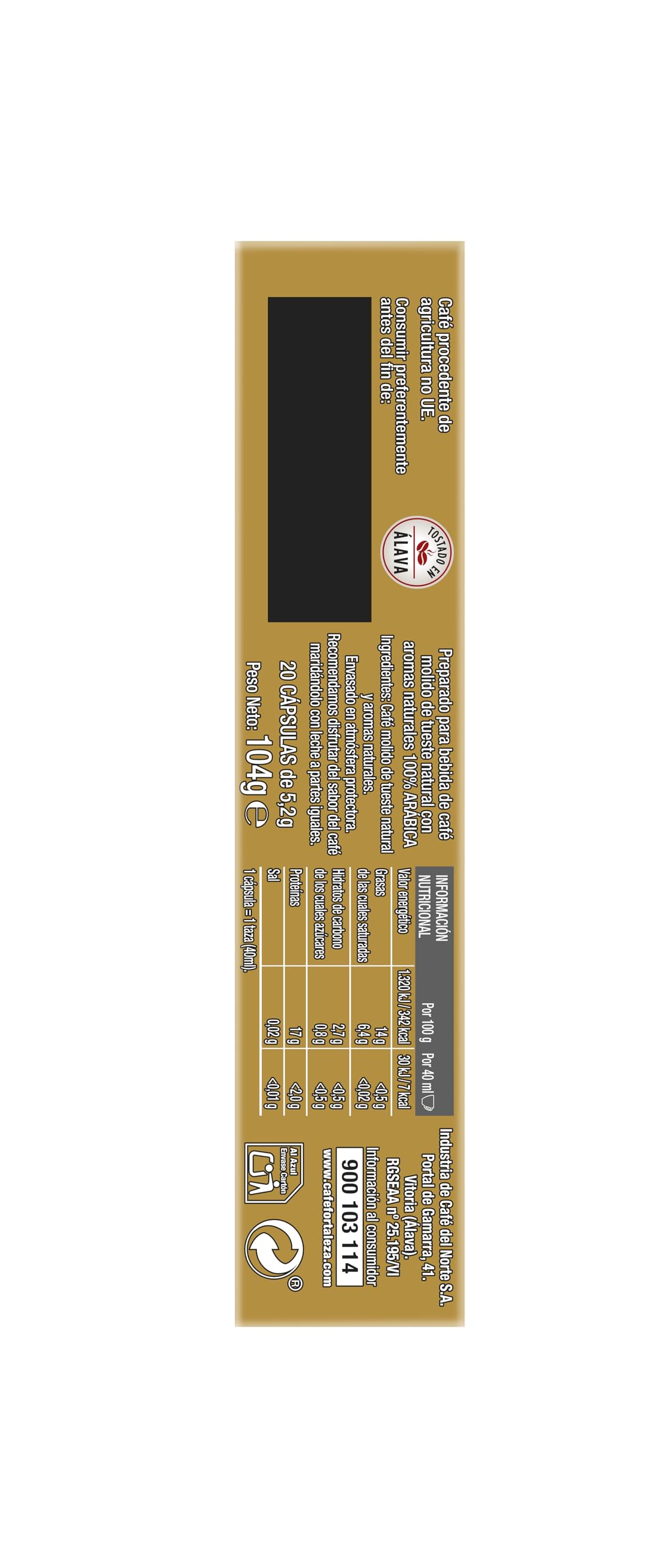 Café Fortaleza Platinium - Cápsulas Compatibles con Nespresso, de Aluminio, Café con Aroma Vainilla Madagascar, 100% Arábica, Tueste Natural, Pack 8x20 - Total 160 uds