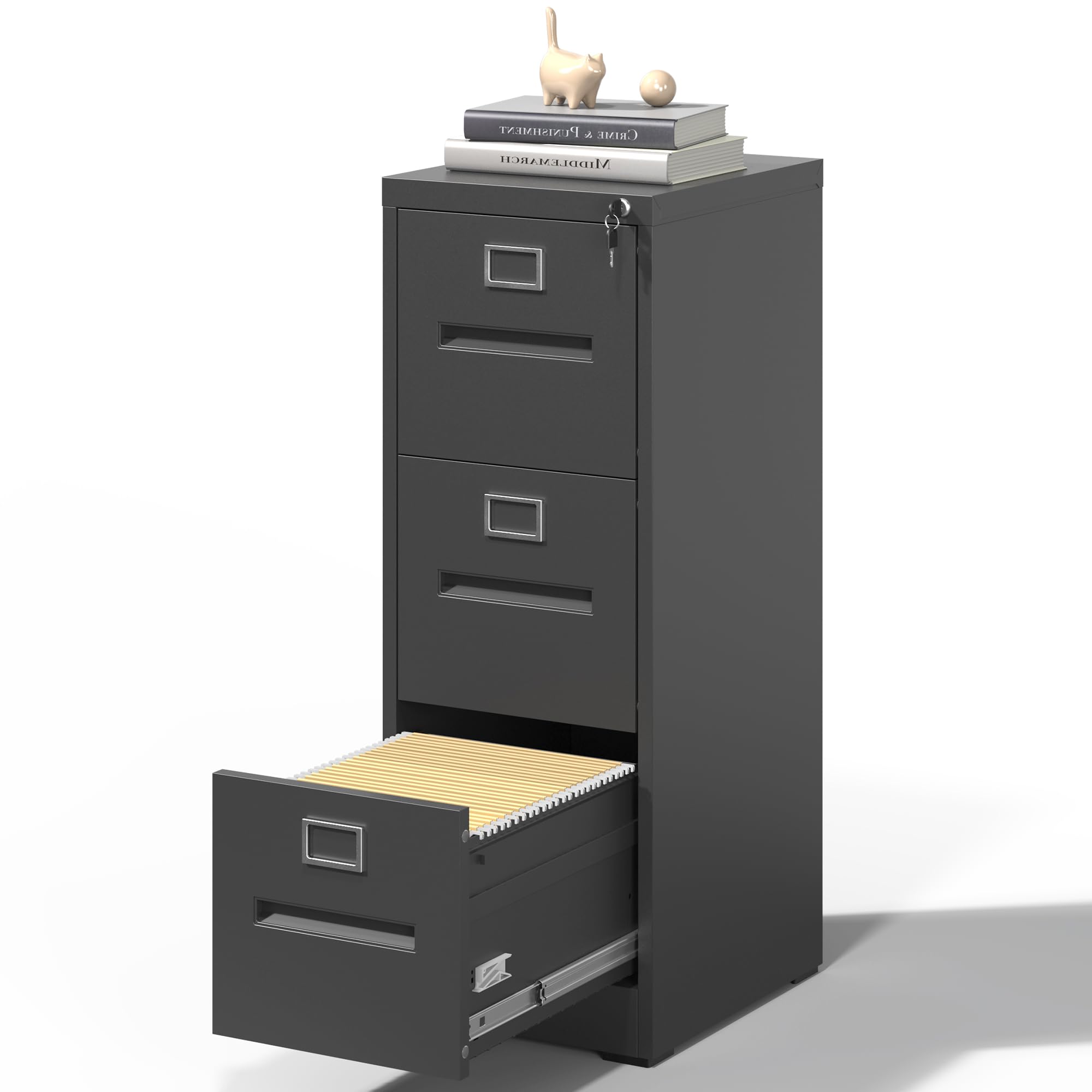 VIYET 3 Drawer File Cabinet, Vertical File Cabinets with Lock for Home Office,Heavy Duty Office Steel Filing Cabinet for Hanging Letters/Legal/A4,