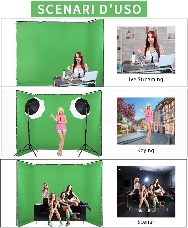 GSKAIWEN Zöld Háttér Állvánnyal Videó Fotózáshoz Streaming Stúdióhoz
