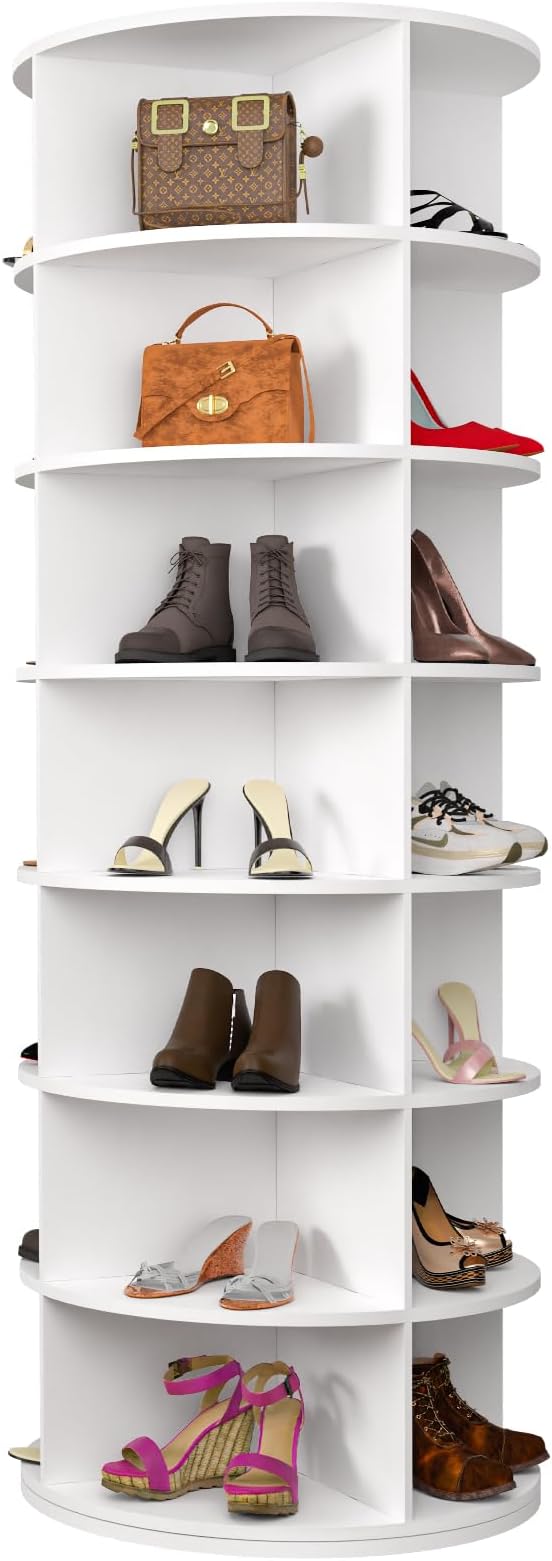 Amazon.com: Hestiasko Rotating Shoe Rack, 7-Tier Spinning Shoe Rack ...