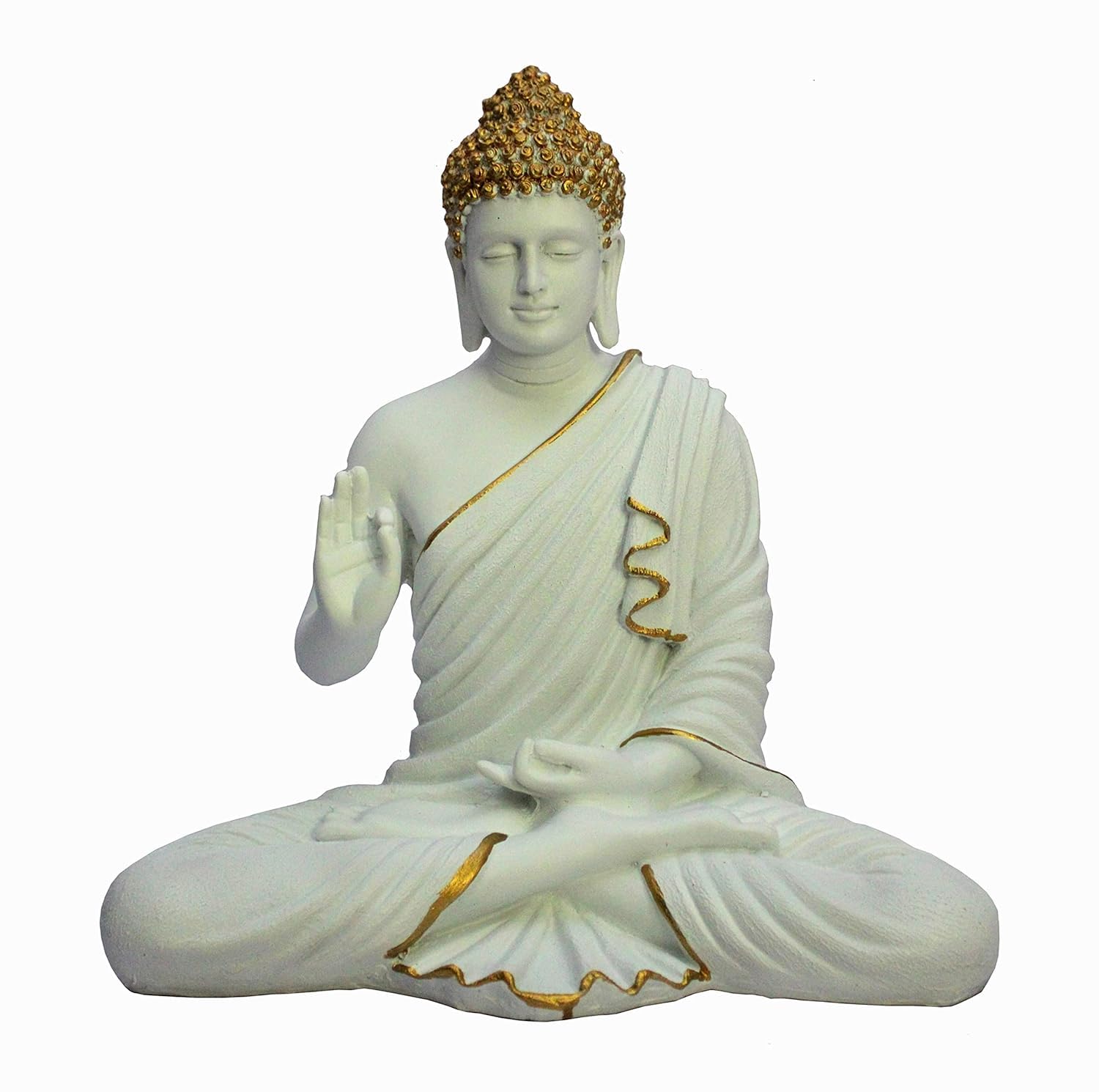 Statue bouddhiste tibétaine en résine blanche de 35,6 cm pour salon Zen