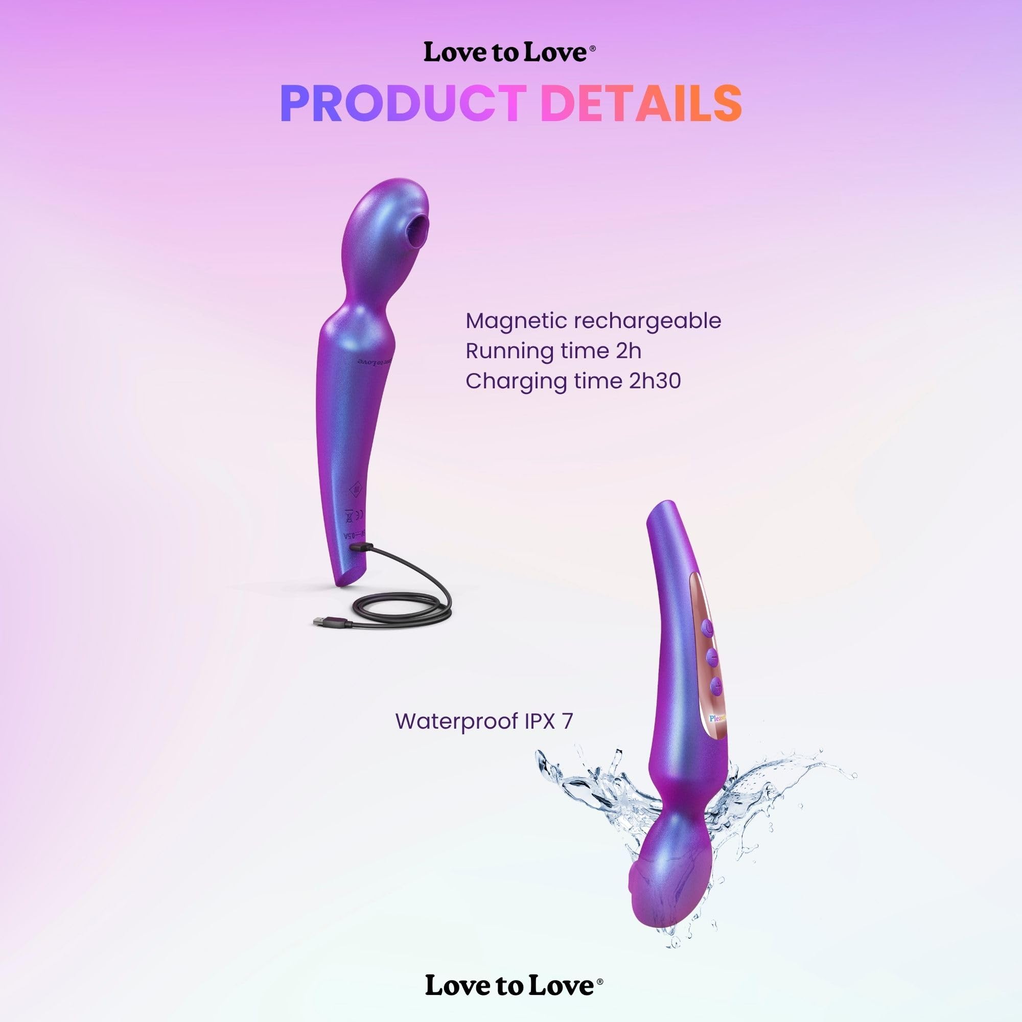 Love to Love Pleaser Wand Stimolatore Clitorideo – Wand femminile in silicone con design flapping, modalità Sense Touch, 5 modalità e 8 livelli di intensità, ricaricabile, impermeabile IPX7