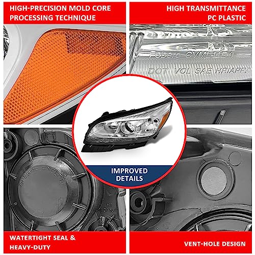 ADCARLIGHTS Headlight Assembly for Chevy Malibu 2013 2014 2015 fit 2016 Malibu Limited 4-Door Headlamp Replacement Left and Right - Chrome Housing by ADCARLIGHTS - Image 6