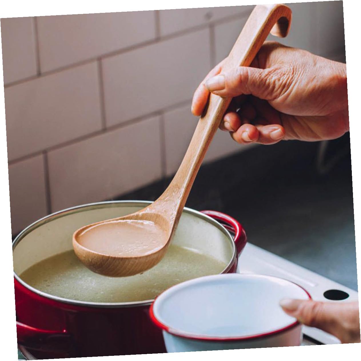 Wooden Soup Ladle Large Capacity Japanese Long Handle Kitchen