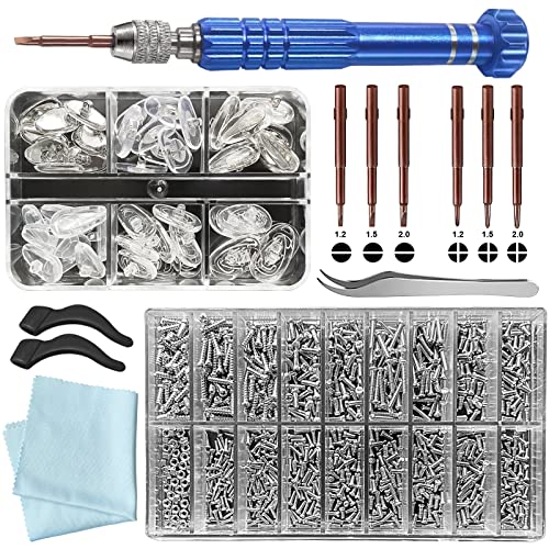 Ptslkhn Eyeglass Repair Kit With Screws, Nose Pads And Eyeglass Screwdriver - 18 Types Of Screws For Eyeglasses - Essential Eye Glasses Repairing Kit Tool #TOP4