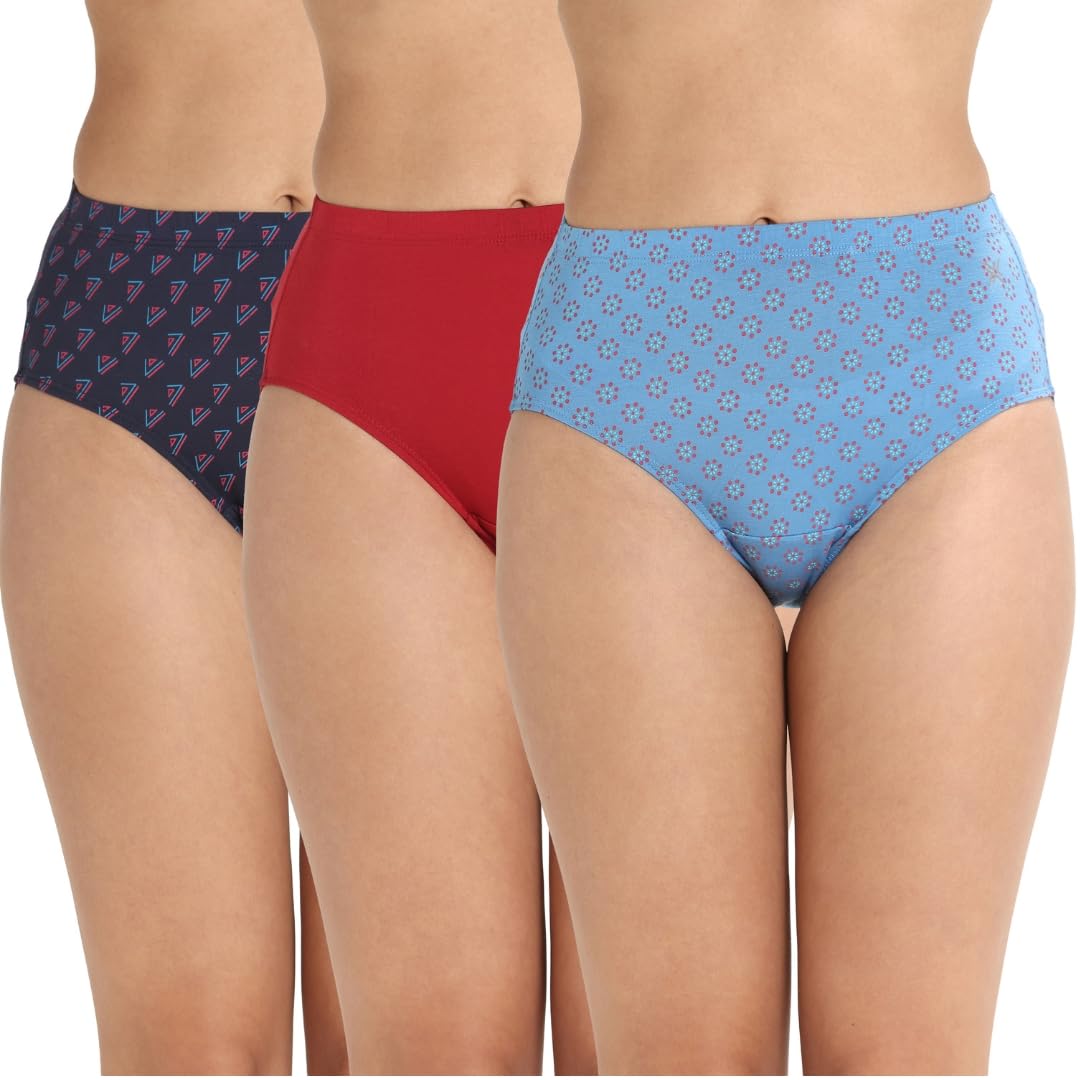 Women Bamboo Cotton Anti-Bacterial Hipster Panty, High Waist Briefs with Full Back Coverage, Soft Elastic Waistband for Daily Comfort, Solid Pattern Soft Comfortable Panties (Pack of 3)-image-36