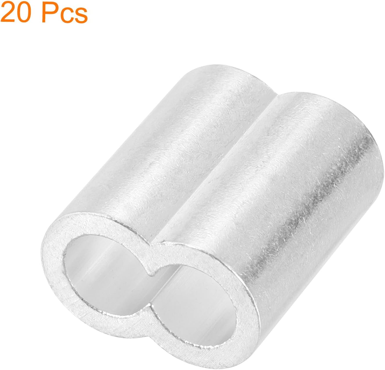 uxcell 20Pcs Aluminum Crimping Loop Sleeve for 3/8" Diameter Wire Rope, Double Ferrule Aluminum Wire Rope Sleeve for Cable Line End