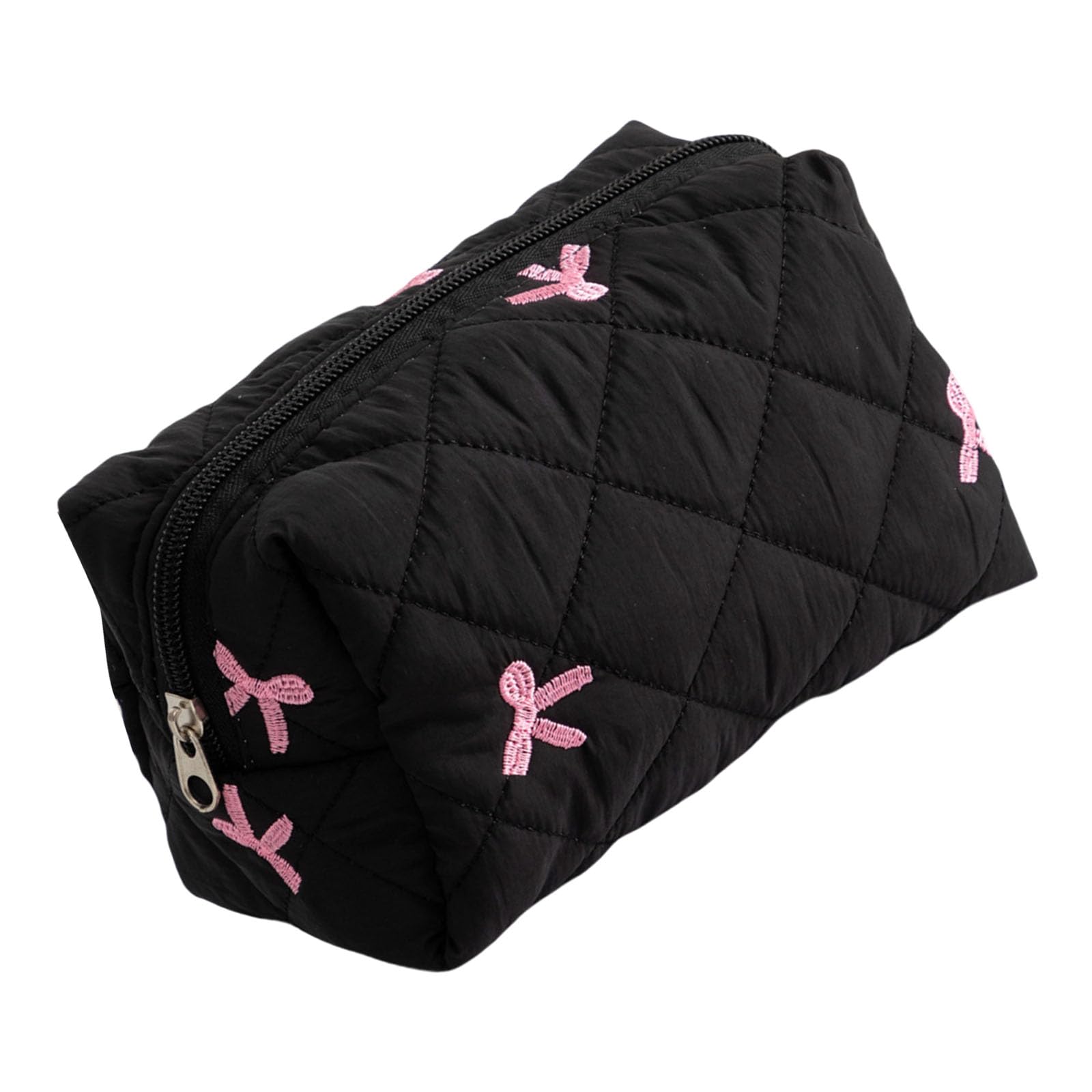 Jazuaiao Fashionable Bowknot Quilted Makeup Bag Lipstick Organiser Cosmetic Storage Case for Commuting Travel or Social Event Fashionable Makeup Case