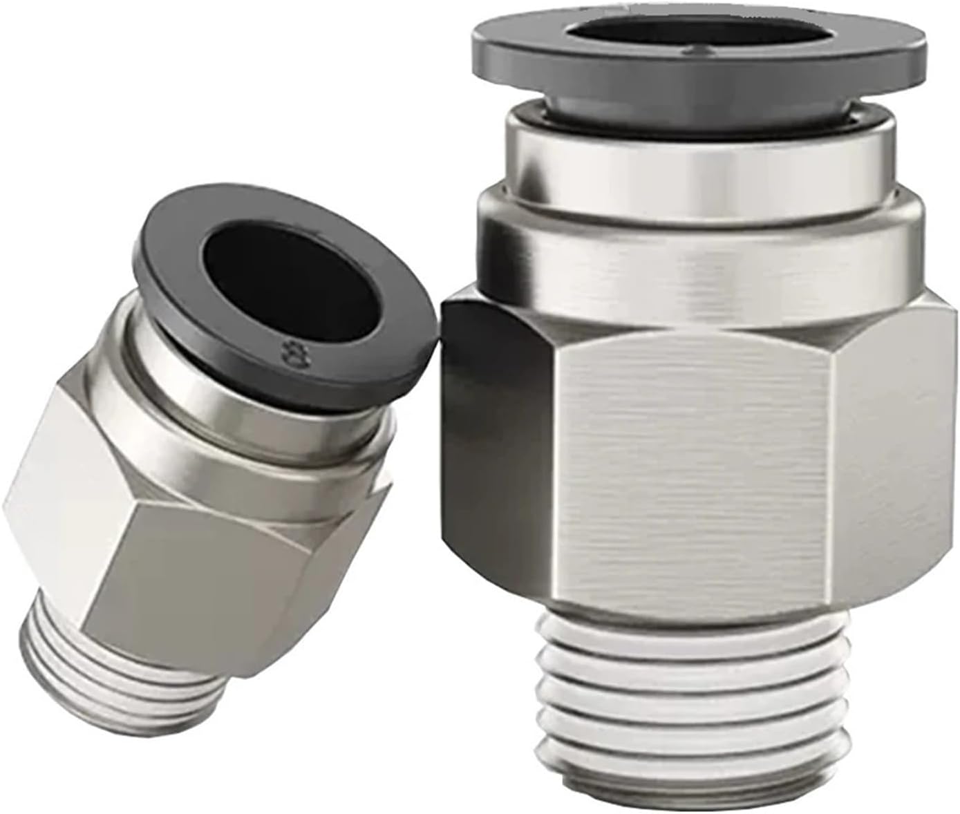 1pc Black PC Pneumatic Quick Connector PU Hose Air Pipe 4mm 6mm 8mm 10mm 12mm External Thread BSPT1/4 1/2 1/8 3/8 M5 PC10-02(PC8-02)