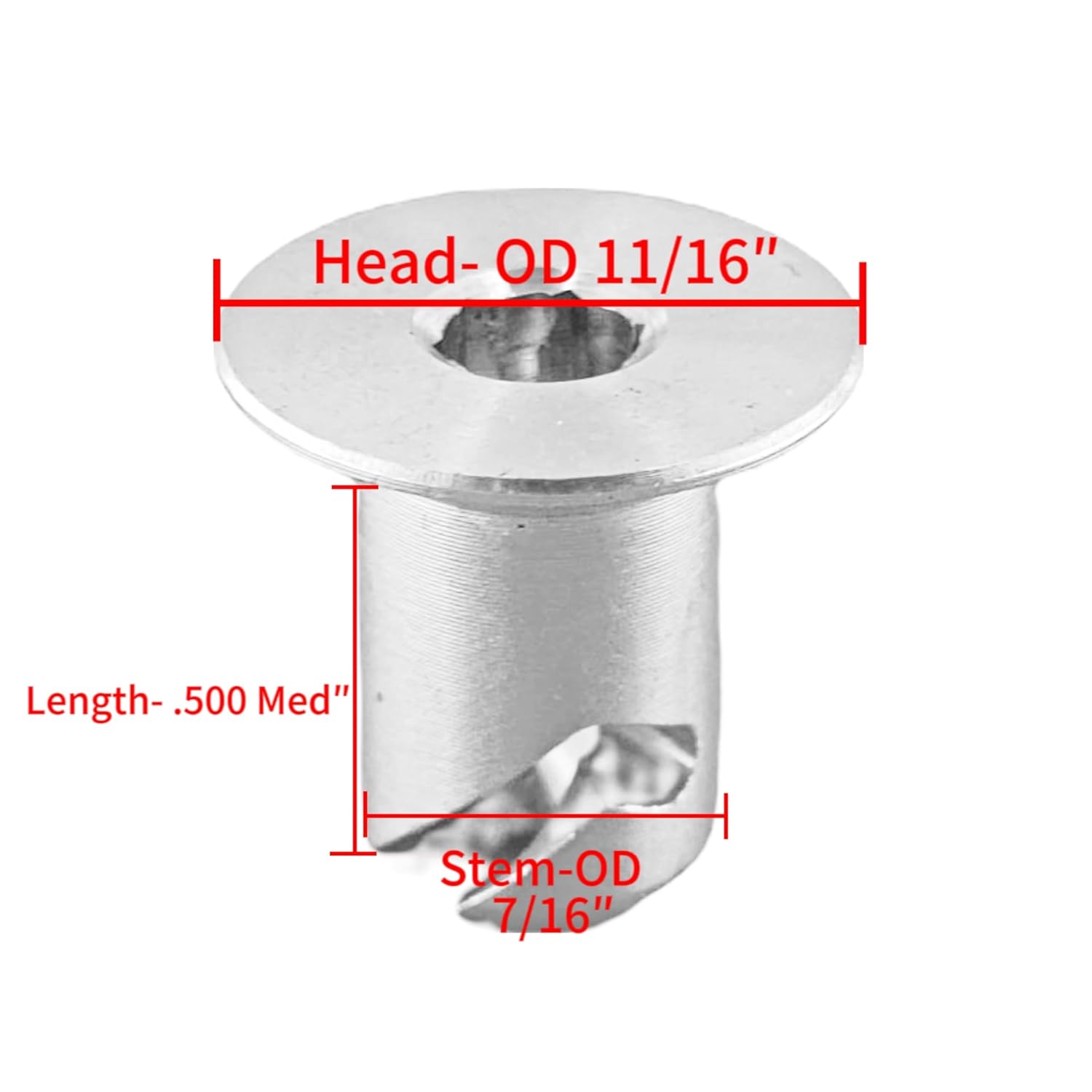 .500 Grip 7/16" Aluminum Dzus Button Flush Allen Head Quarter Turn Fasteners (20-Pack) (Chrome)