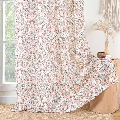 BGment Terracotta Paisley Floral Curtains for Living Room 52 x 96 Inch by BGment - Used condition - Image 7