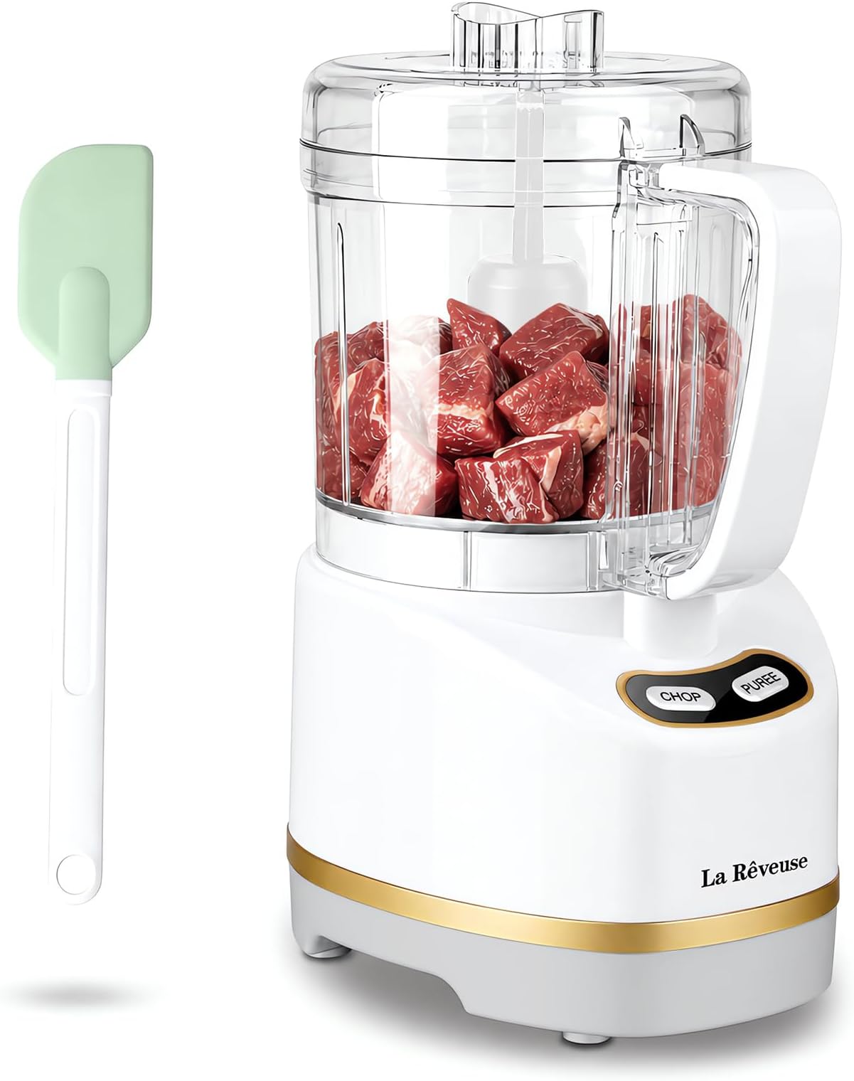 La Reveuse 2 Cup Mini Food Processor, Electric Chopper Small, White
