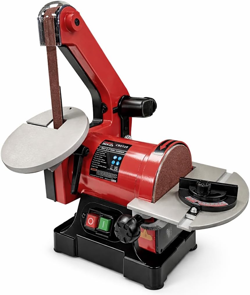 LUMBER JACK Belt & Disc Sander Bench Top 1" x 5" Adjustable Sanding Tables, 125mm Disc 25 x 760mm Belt Corded Electric 230V