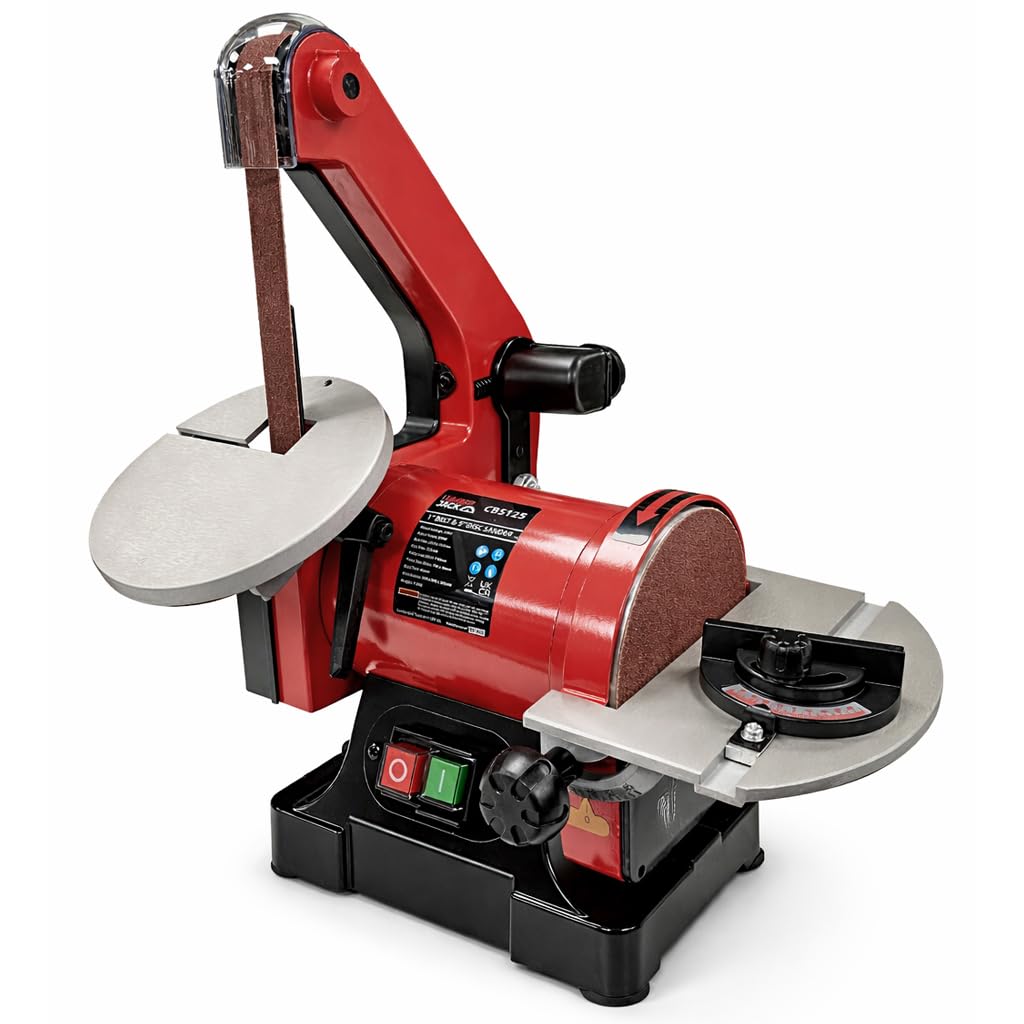 Belt & Disc Sander Bench Top 1" x 5" Adjustable Sanding Tables, 125mm Disc 25 x 760mm Belt Corded Electric 230V