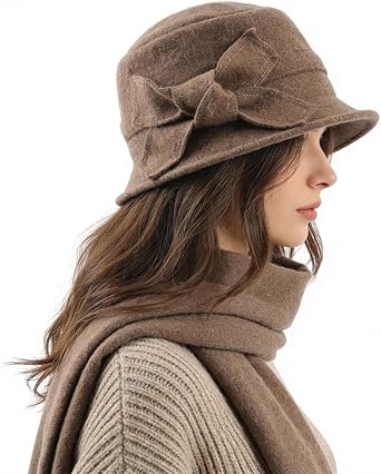 Women Vintage Felt Bucket Hat Winter Wool Dress Beret Hat