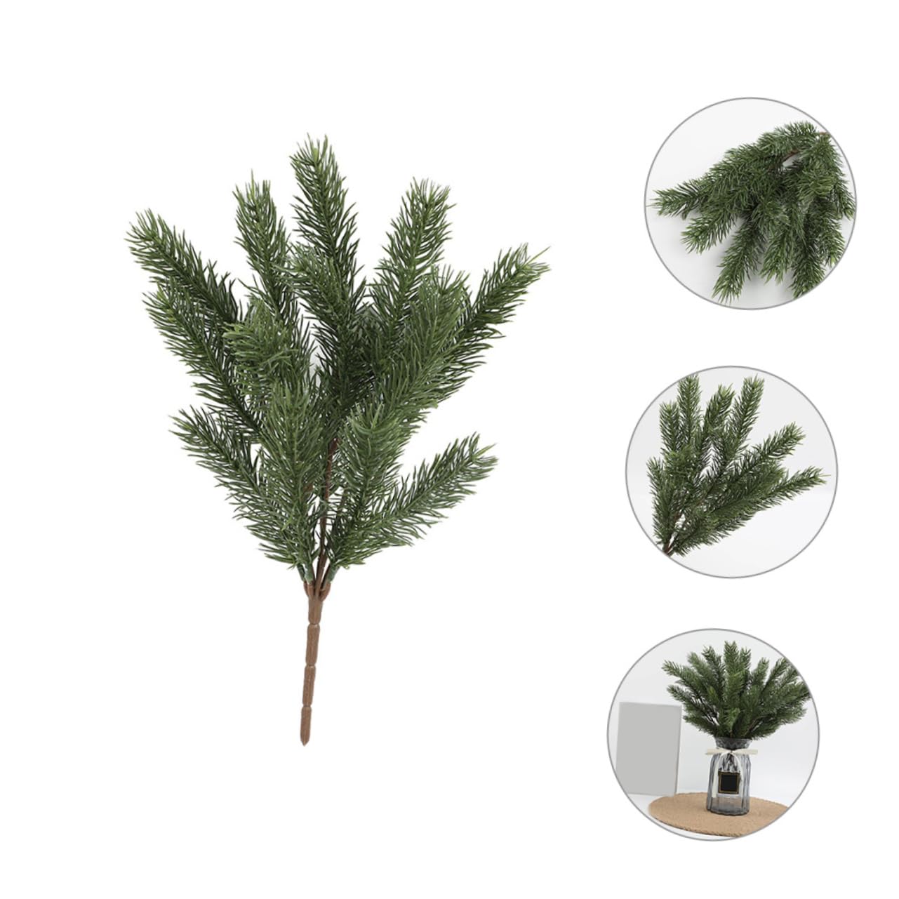 Zerodeko 2 Sätze Künstliche Tannennadeln Grün Künstlicher Tannenzweig Gefälschte Pinienpicks Künstliche Kiefernnadeln Groß Weihnachtszweigdekorationen Baum Laub Klein Green Pu 3 Stücke * 2