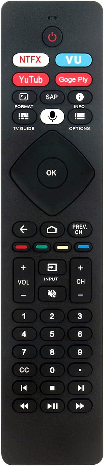 Replace Voice Remote Compatible with Philips Smart LED TV 4K Ultra HD (2160p) Android Smart LED TV URMT47CND0 65PFL5766/F7 55PFL5766/F7 43PFL5766/F7 32PFL5505/F7 50PFL5766/F7 50PFL5604/F7 75PFL5604/F7