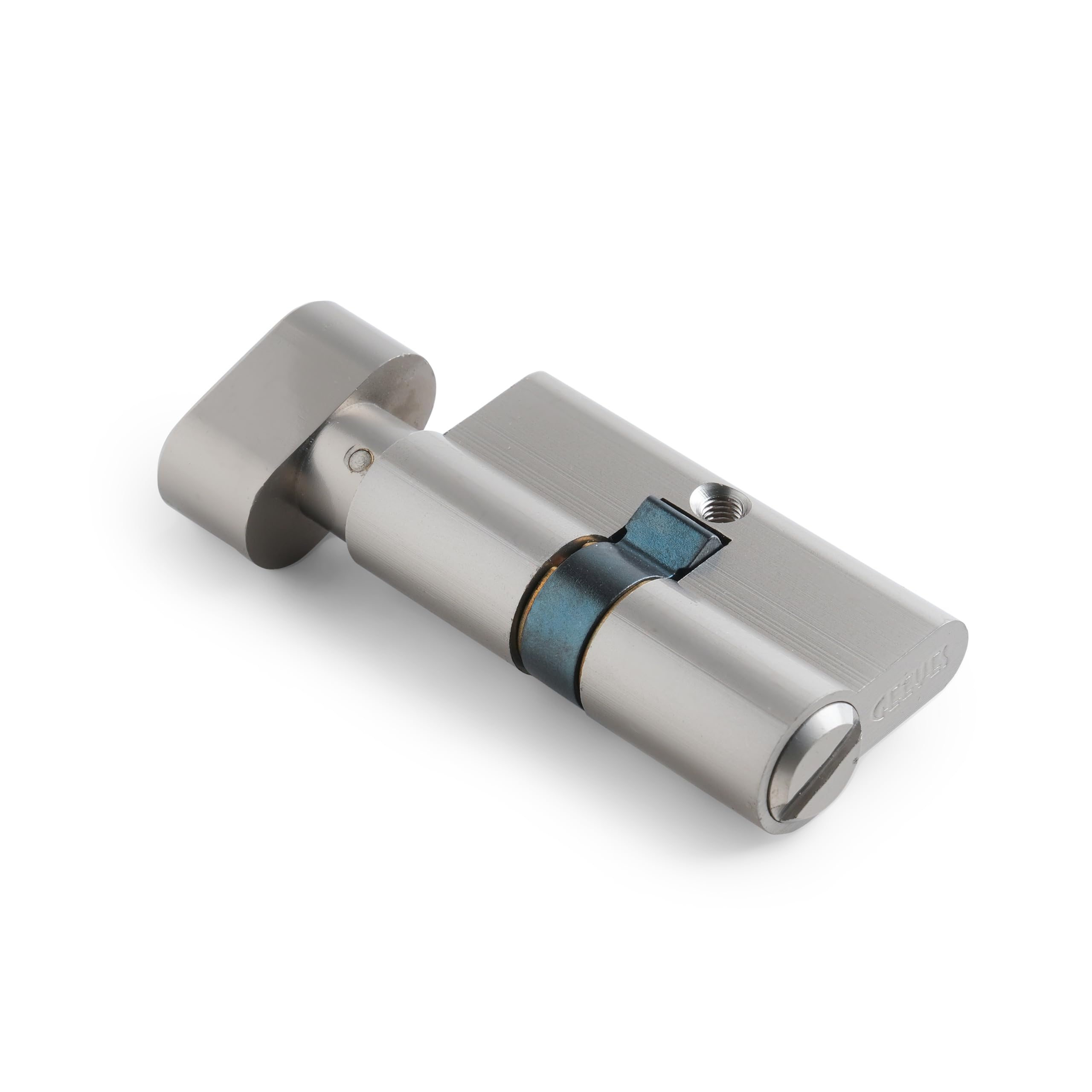 60mm Brass Knob Thumbturn Cylinder For Bathroom Door Toilet Door Lock Without Key (30+30) For All Door Types Lock Euro Profile Cylinder Silver Satin Finish