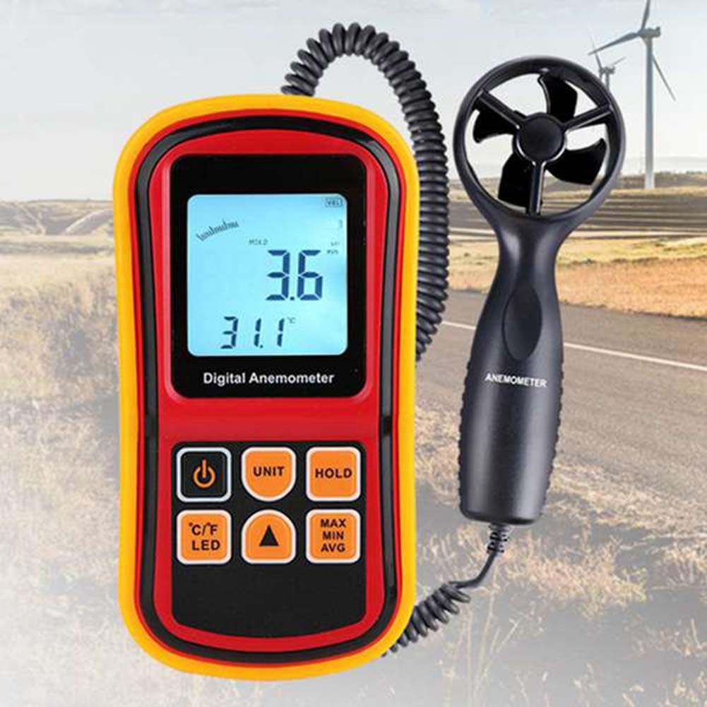 Anemómetro Gm8901, Medidor de Velocidad del Viento, Termómetro Digital de 45 M/S, Herramienta de Medición Portátil.