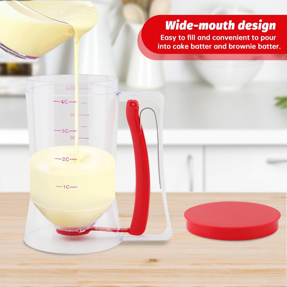4 Cup Pancake Batter Dispenser With 1 Cupcake Batter Dispenser Scoop,