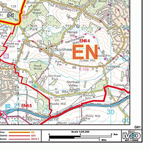 Carte murale St Albans code postal papier édition haute définition