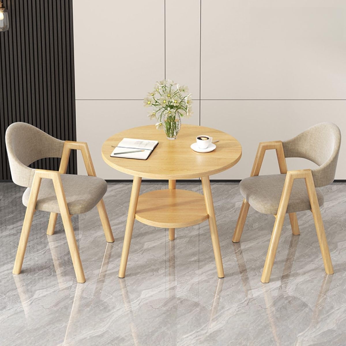 Office Reception Desk and Chair Set, Small Dining Table with Chairs, Business Coffee Leisure Table and Chair Set for Lounge, Living Room, Kitchen, Cafe, Small Spaces