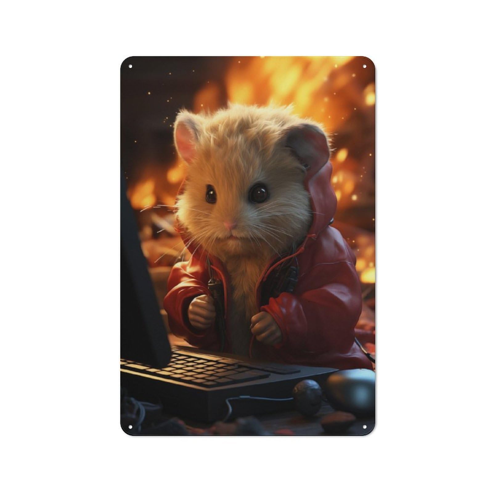 Junmoney Gamer Hamster Metal Wall Plaque 30X20cm, Classic Retro Room Decor For Bedroom, Office, Home Bar Or Dining Room