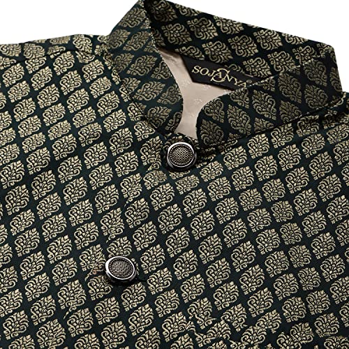 Image of SOJANYA (Since 1958, Men's Silk Blend Grey Kurta Pyjama & Silk Blend Jacket Combo
