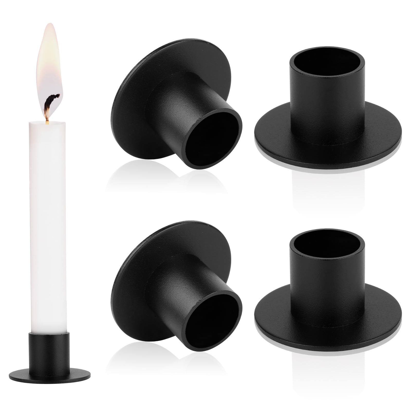4 Stück Schwarze Metall Stabkerzenhalter für Halloween Dekoration & Adventskranz