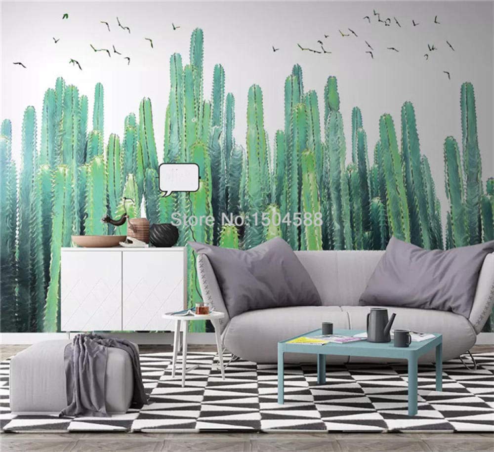 Papier peint cactus 3D WLLLO 400x280 cm pour decoration murale salon