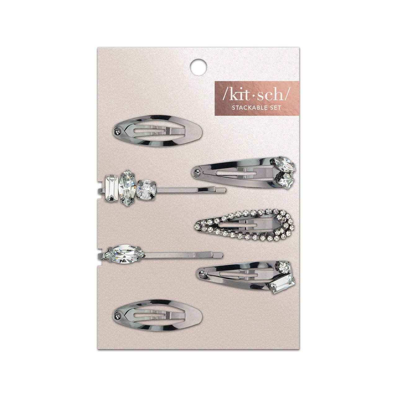Kitsch Micro Stackable Hair Clips for Women, Hair Barrettes for Women - 7 pcs (Hematite)