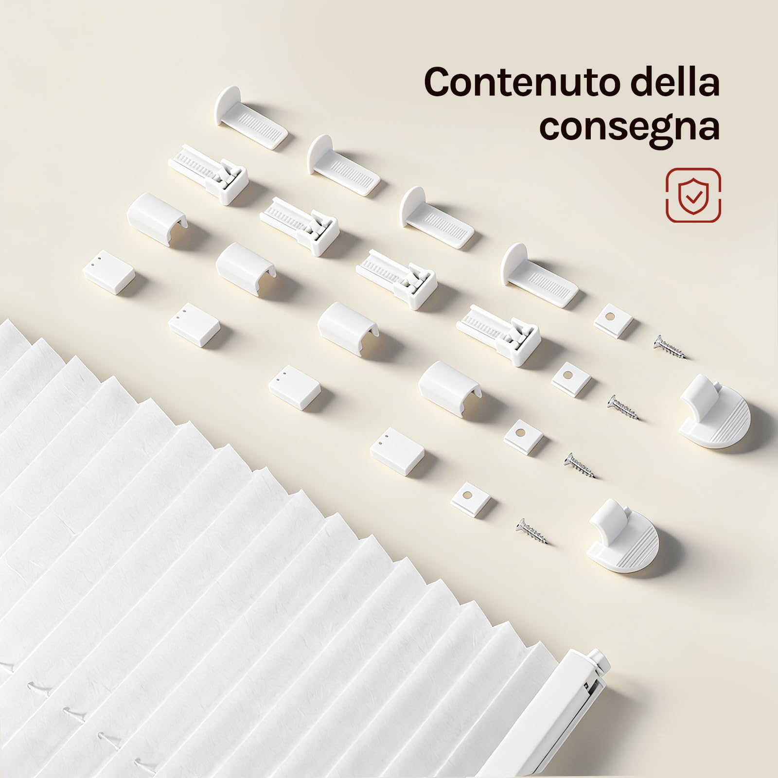 WOLTU Tenda Plissettata Effetto Rugoso Klemmfix senza Foratura 80x100 cm Bianco, Tenda Avvolgibile con Clip, Protezione Solare e Privacy per Finestre e Porte