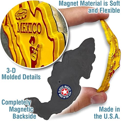 Miniatura 3 de Imán de mapa pequeño de México por Classic Magnets, recuerdos coleccionables de goma 3D estilo vintage y regalos fabricados en los Estados Unidos