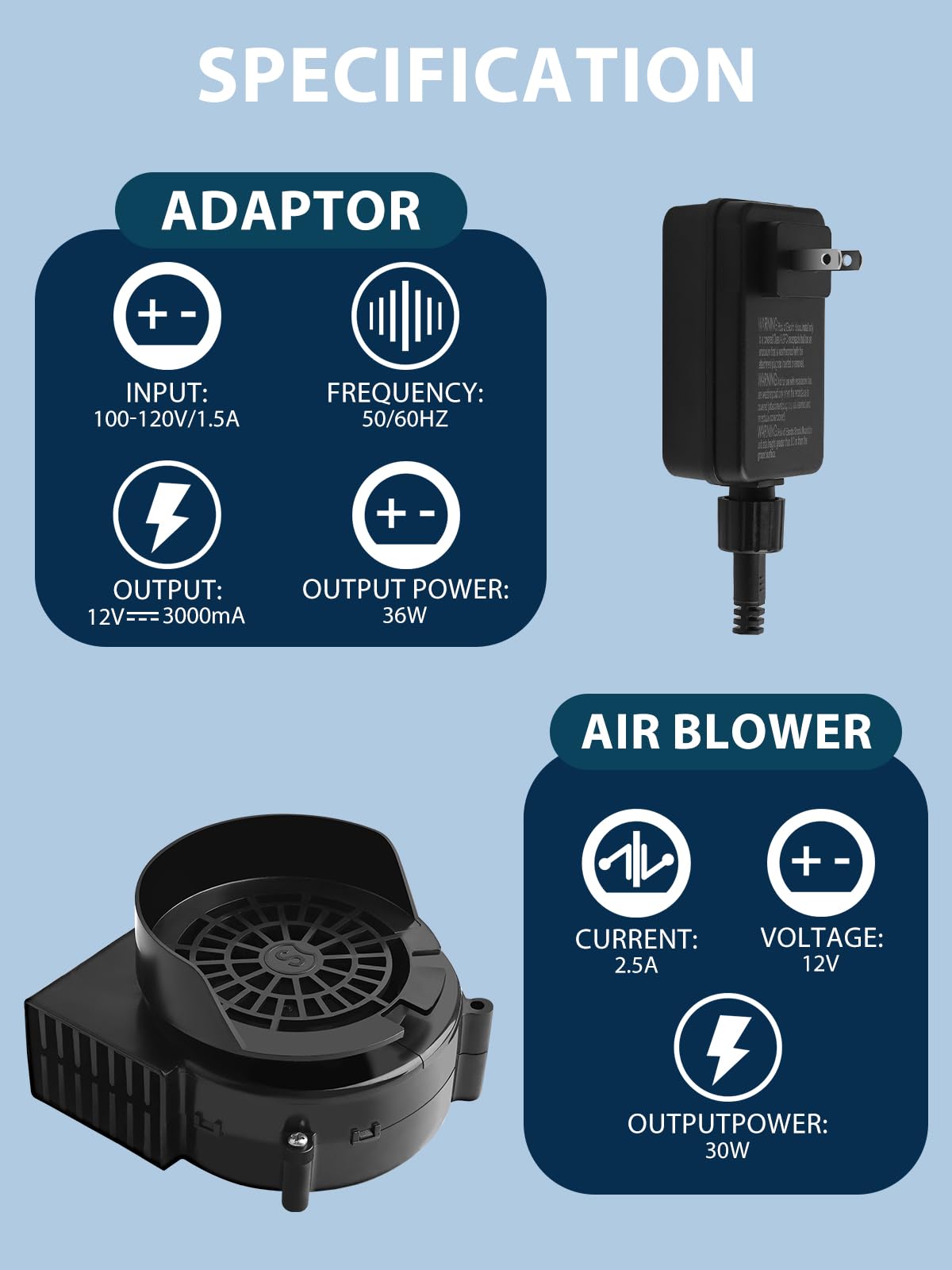 Souffleur D’air Pour Gonflables 10,2W, 31 CFM, Avec 2 Guirlandes LED, ABS, 145g, Silencieux, Pour Déco Noël Et Halloween