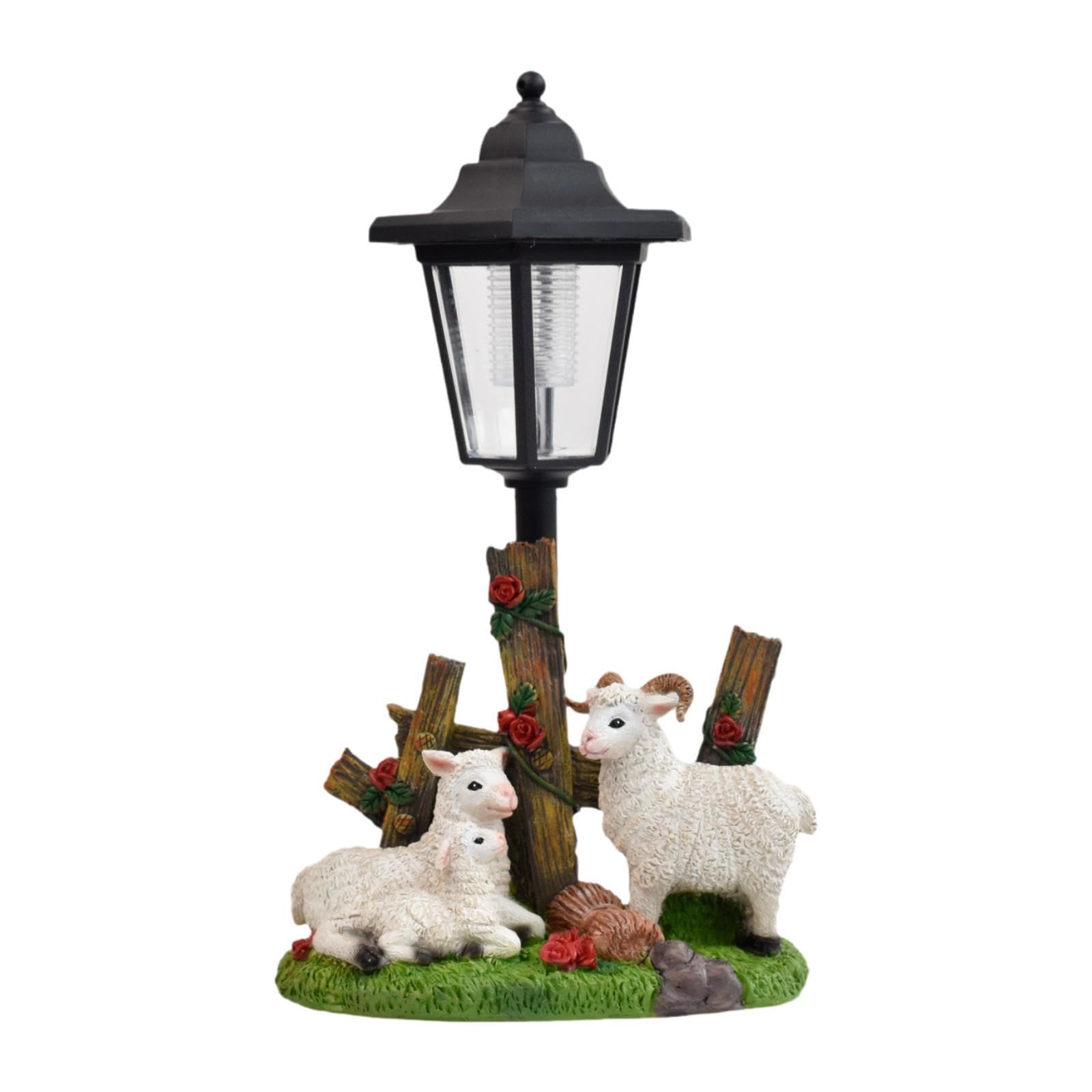 Estatua de Jardín Figura Resina Lámpara Ornamental Resistente al Agua Diseño Atractivo Ilumina Ambientes Exteriores Adecuado para, Oveja 32x18.5x13.5cm