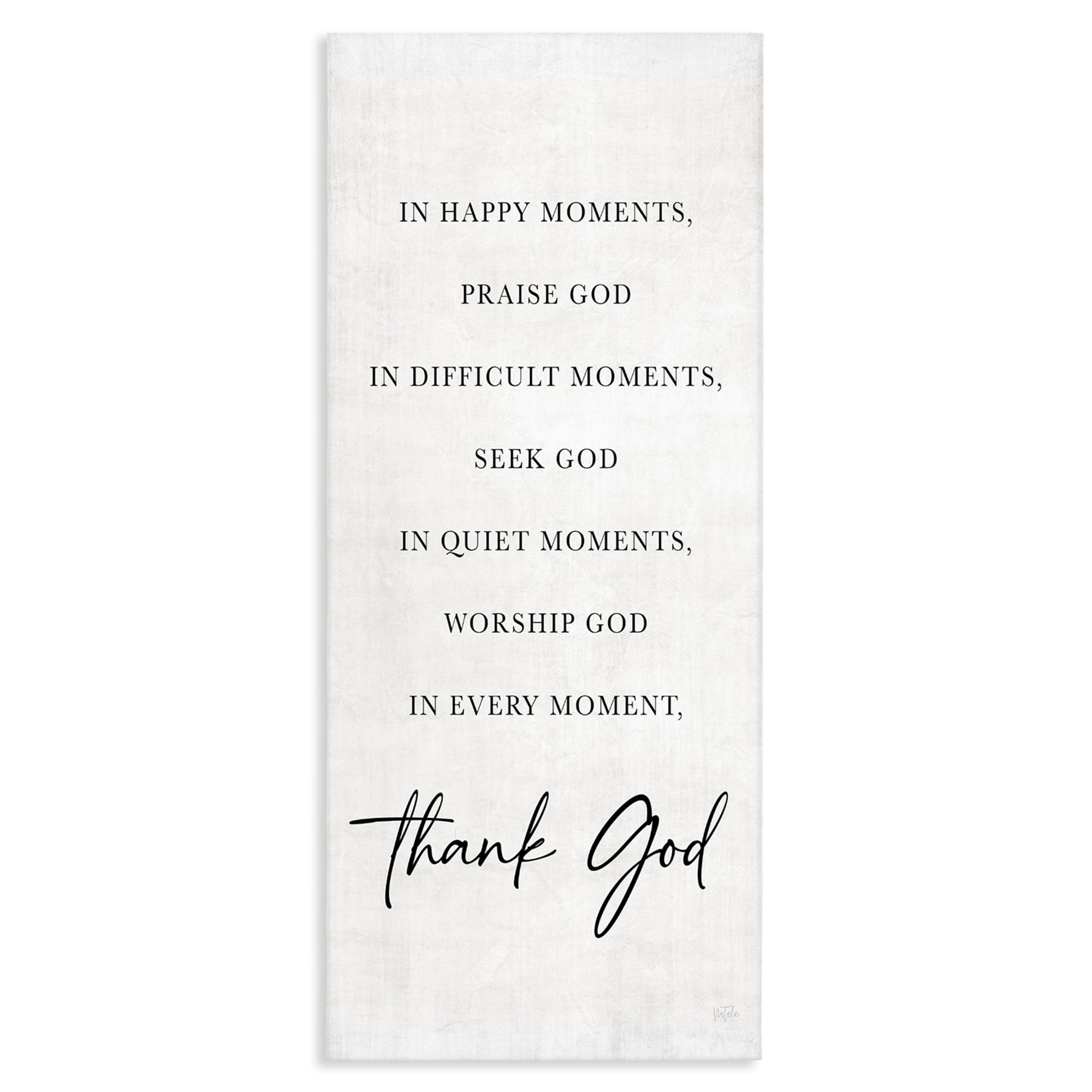 Stupell Industries 'Every Moment Thank God', Canvas Art, 10 x 24 Inches, Easy to Hang and Sturdy, Made in USA, by Natalie Carpentieri
