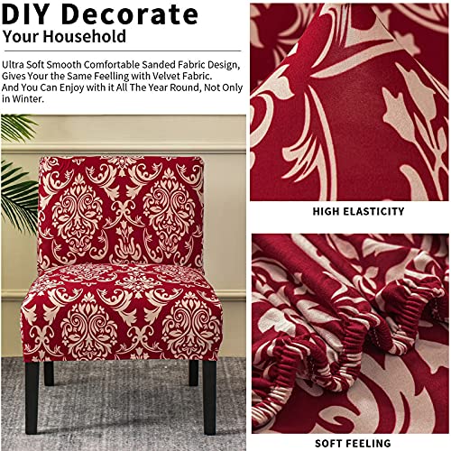 Image of Eco-Ancheng Armless Accent Chair Cover Slipcover Stretch Spandex Slipper Chair Cover Removable Washable for Armless Chair Slipcover Furniture Protector Covers for Living Dining Room Hotel