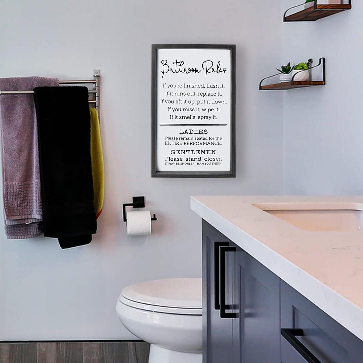 Amazon.com: VILIGHT Bathroom Rules Sign House Warming Gifts for