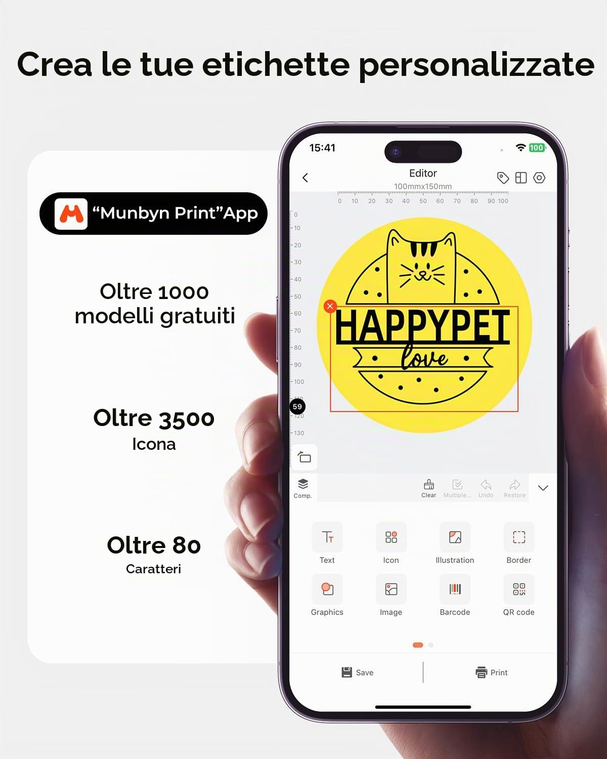 MUNBYN AirPrint Stampante per etichette Wi-Fi Stampante per etichette di spedizione WLAN 4x6 Etichette Stampante termica per Amazon/Shopify/DHL/DPD/Hermes/UPS/FedEx/GLS, 941AP Bianco