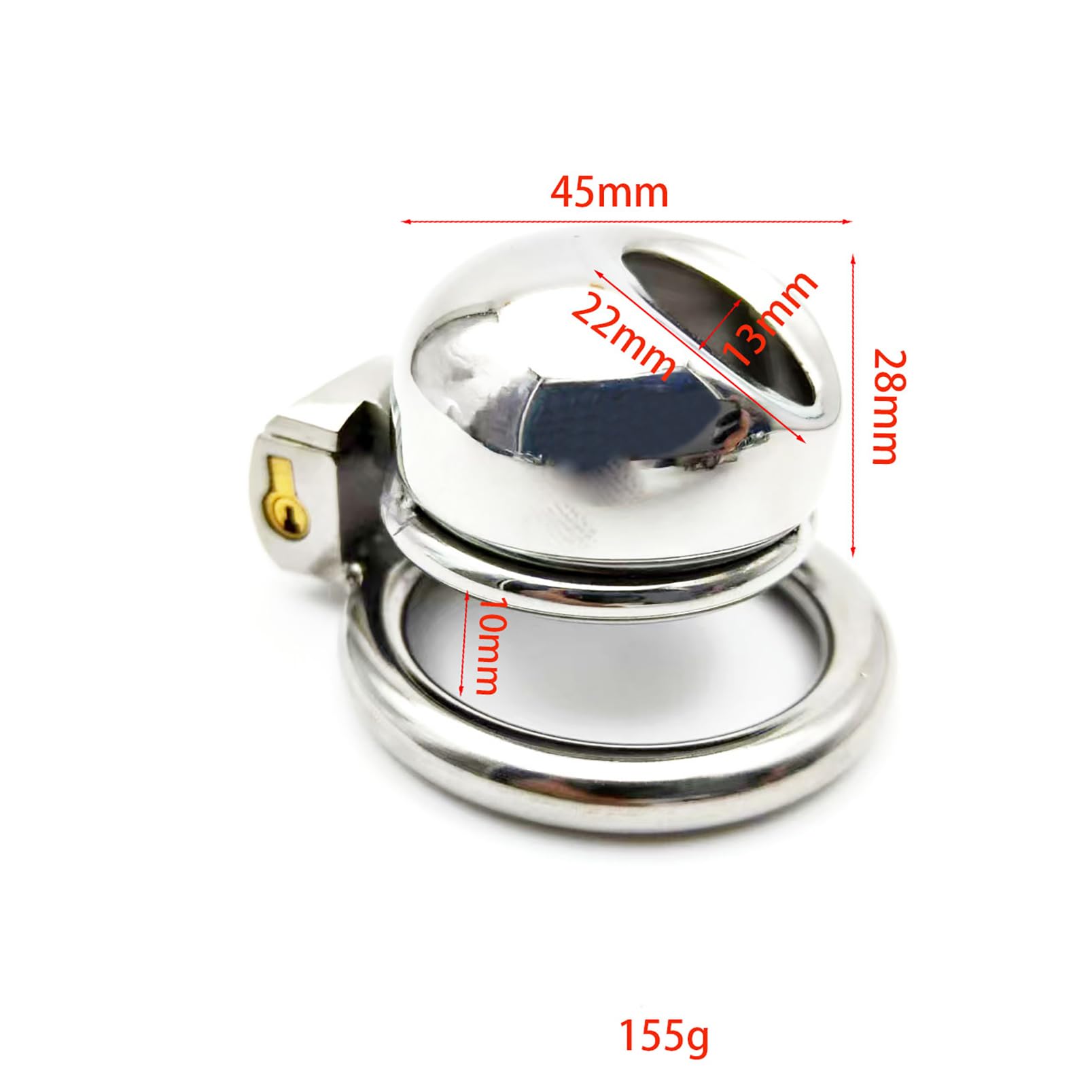 Gabbia di castità in acciaio inossidabile per uomo con lucchetto, 3 misure di anello 40/45/50 mm, design traspirante, superficie liscia, accessorio intimo per adulti