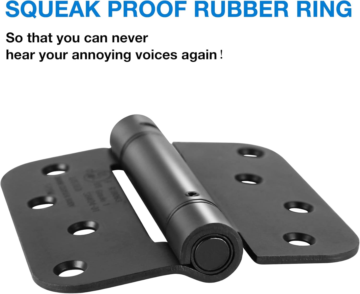 KIW Matte Black Modern 4x4x5/8 Steel Mortise Spring Hinges, 4 Pack, Self-Closing, Soft Close, 8 Holes, 1-3/4" Thick, Adjustable Tension