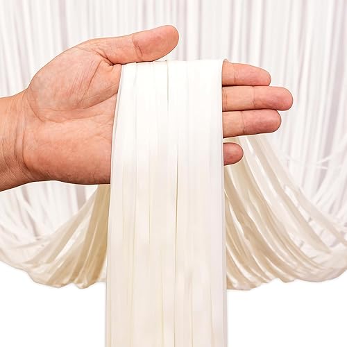 Miniatura 2 de BRAVESHINE Cortinas de fondo de fotos de oropel - 2 cortinas de flecos de papel de aluminio blanco de 3.2 x 8.2 pies para cumpleaños, Halloween,