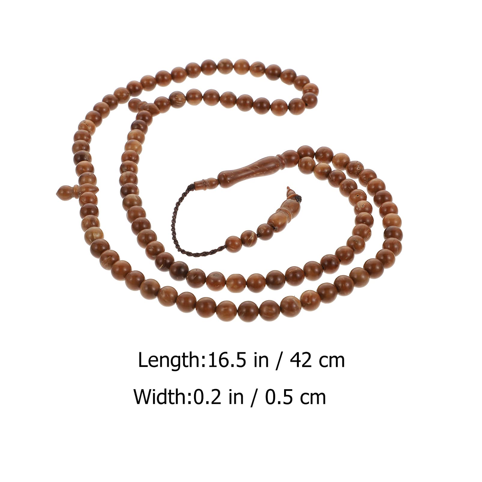 BESPORTBLE Collar de oración del Islam Masbaha 99 perlas de madera auténticas de Indonesia, cuentacasos, cuentas de zigzar, cuentas de oración, rosario, musulmanes, tasbih Misbaha, 6 mm