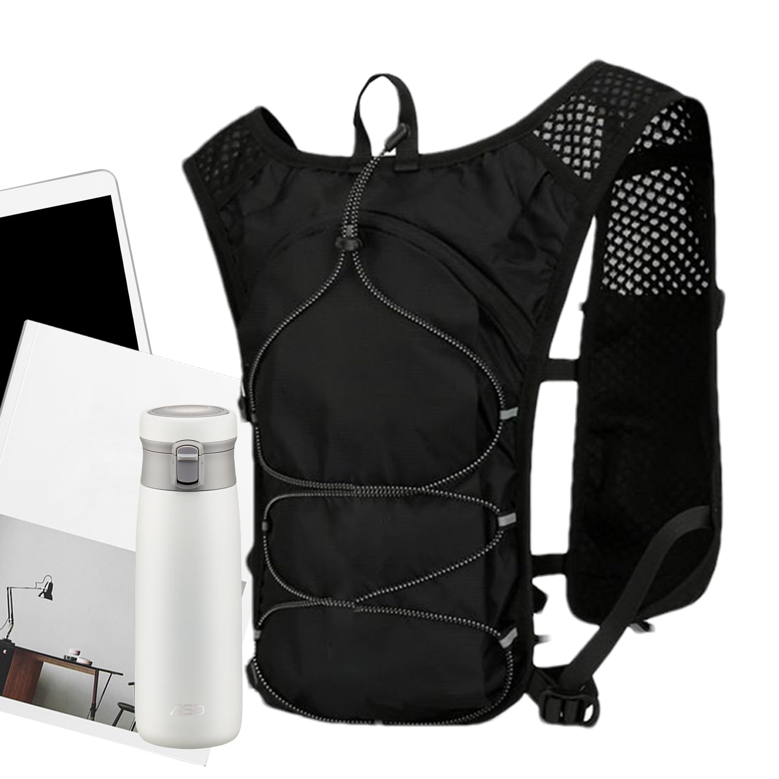 Chaleco de hidratación impermeable con bolsa de transporte para running 8